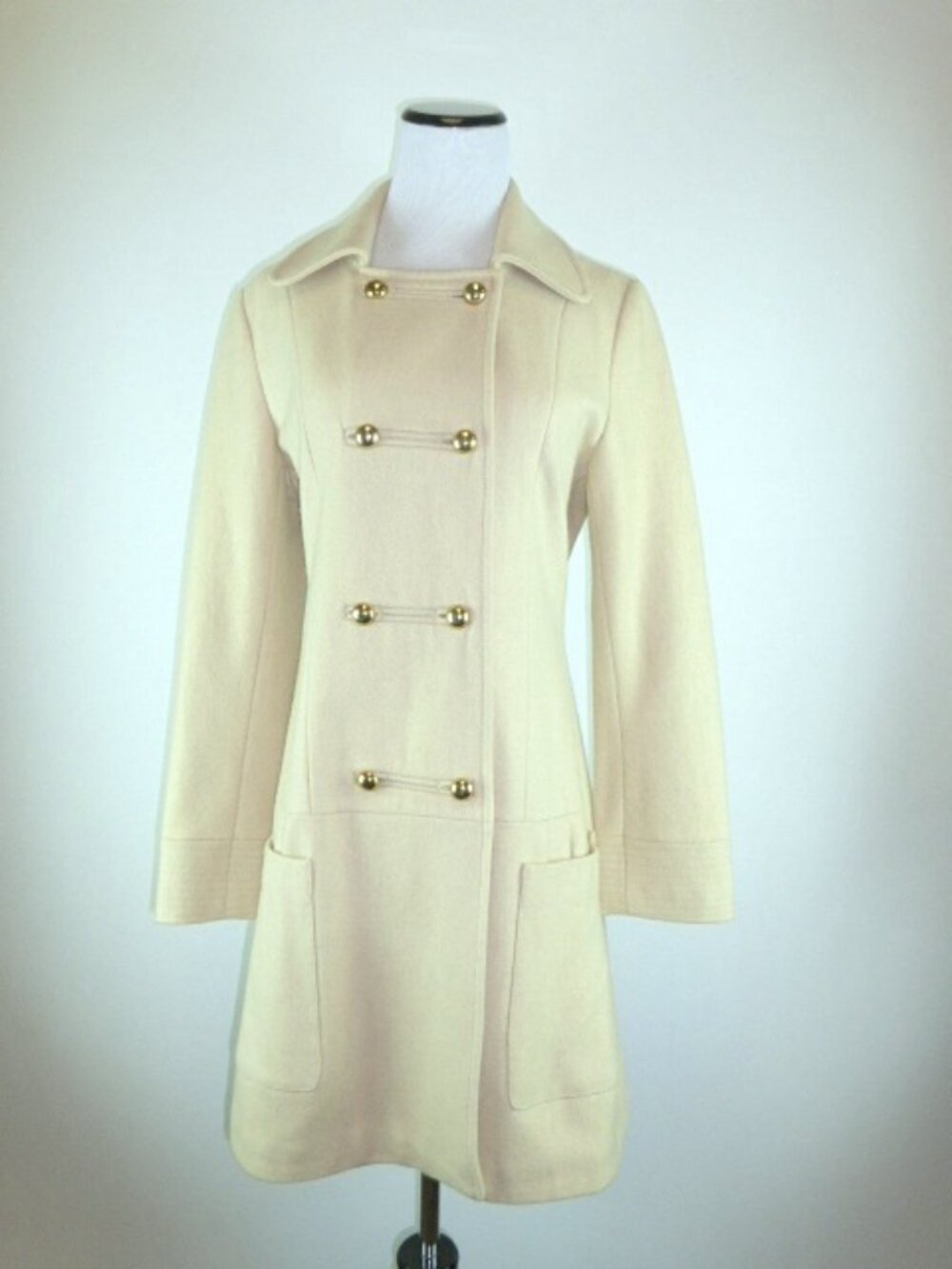 STELLA McCartney cream double breasted wool military style COAT vintage 8 I42